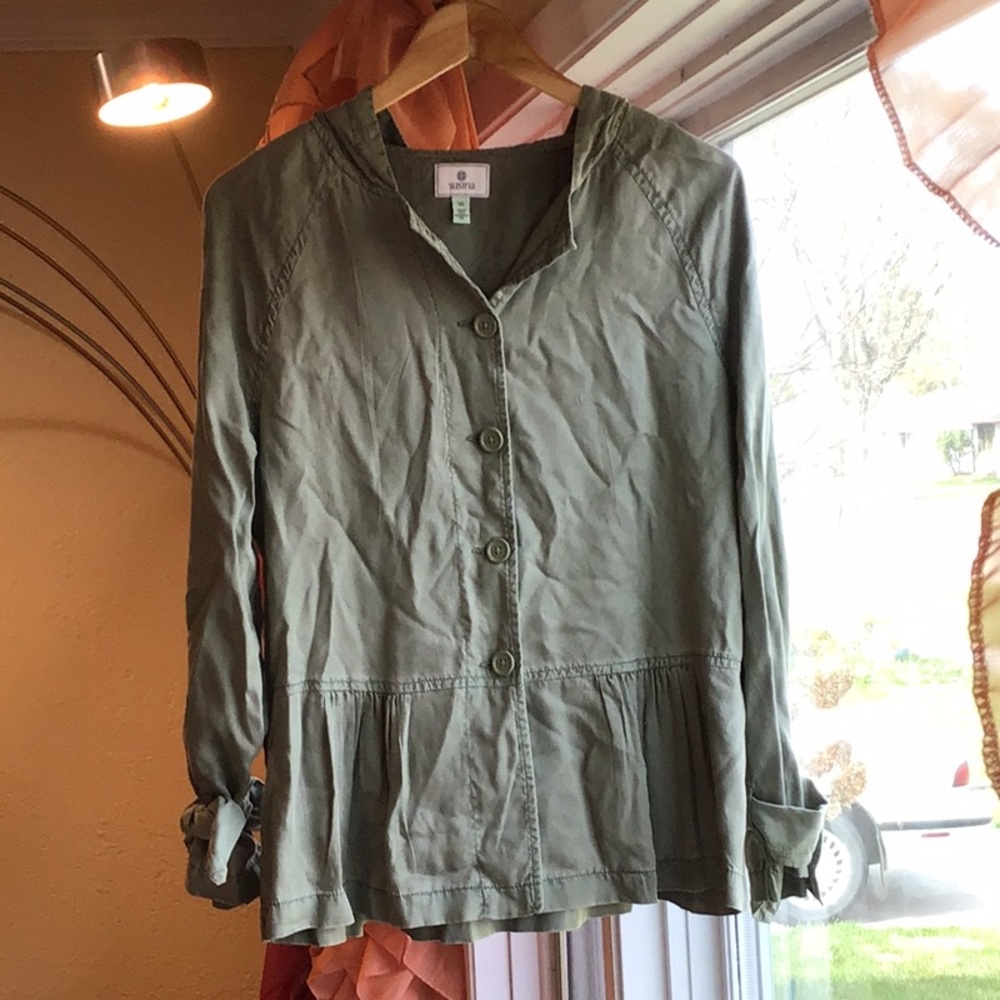 SUSINA Linens Army Green Hooded Jacket